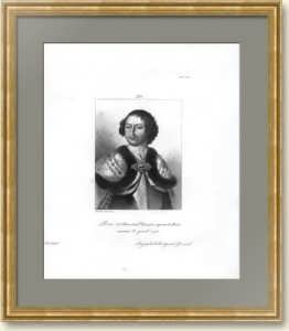 Петр I. Антикварный портрет. 1838г. Старинная гравюра. Галерея Версаля.