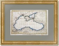 Черное и Азовское море. Крым. 1781г. Старинная карта. Акварель. Антикварный подарок