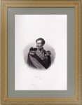 Николай I, император России. 1846г. Гравированный старинный портрет.