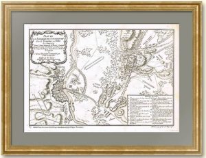 Кунерсдорфское сражение 1759 года. План. 1761г. Антикварная гравюра