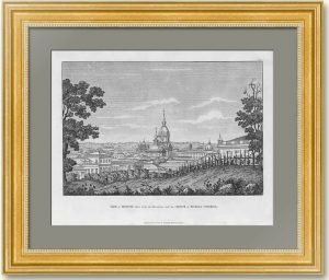 Москва, вид с холма рядом с Церковью Николая Чудотворца в Воробине. 1810г. Старинная гравюра