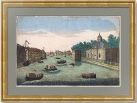 Вид реки Фонтанки от Грота и Запасного дворца. По рис. Махаева. 1750г. (ок.) Старинная гравюра
