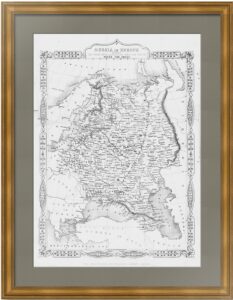 Антикварная карта роста России в Европе от Петра I. 1855г. Рапкин. Подарок патриоту