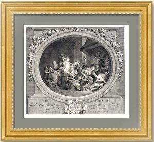 Пончики (Les Baignets). Фрагонар/Лоне 1782г. Антикварная гравюра - музейный экземпляр