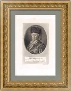 Екатерина II. Портрет. Шибанов/Бертонье. 1827г. Антикварная гравюра