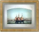 Корабль "Императрица Мария". Синопское сражение. 1854г. Боголюбов. Старинная литография