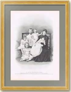 Романовы. Семейный портрет. 1901г. 39x30. Оригинальная гравюра по Левицкому