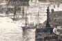 Петербург. Вид на Неву, Биржу и Адмиралтейство. Пожары. 1862г. Старинная гравюра