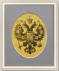 Герб Российской империи. 1901г. Старинная гравюра на дереве