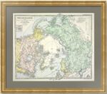 Северный полюс и Российская империя. 1875г. Старинная оригинальная карта