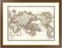 Карта Мира в проекции Меркатора. 1832г. Лапье. (51x64). Антикварный ВИП подарок