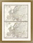 Европа в 1789 и 1831гг.  Лапье. (51x64). 1831г. Старинная карта - антикварный ВИП подарок