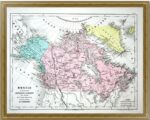 Американская Россия, Северная английская Америка и Гренландия. 1860г. Старинная карта