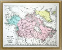 Американская Россия, Северная английская Америка и Гренландия. 1860г. Старинная карта
