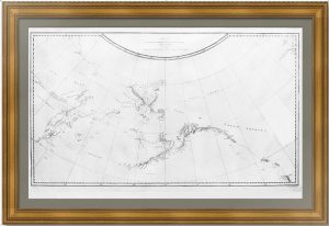 Берингов пролив. 1784г. Антикварная морская карта. (56x76). Музейный экземпляр