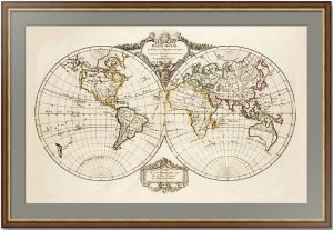 Карта Мира. 1795г. Вогонди/Деламарш. Старинная оригинальная гравюра