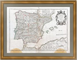 Испания и Португалия. 1701г. Сильва/Делиль. Старинная карта. Музейный экземпляр.