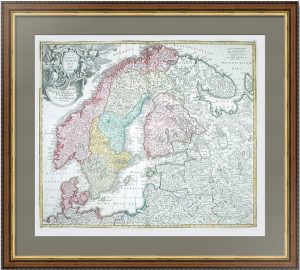 Скандинавия и Россия. 1710г. Хоманн. Редкая старинная карта