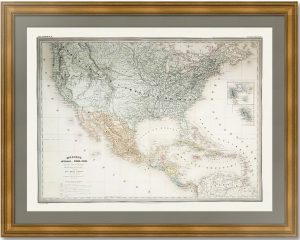 Мексика и США. Дуфур/Дионне. 1867г. Старинная карта. (62x90!)
