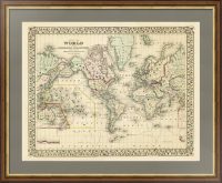 Карта мира. Америка в центре в проекции Меркатора. 1871г.