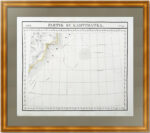 Часть Камчатки. 1827г. Экспедиции Беринга, Биллингса и Сарычева. Старинная карта. (54x68)