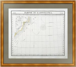 Часть Камчатки. 1827г. Экспедиции Беринга, Биллингса и Сарычева. Старинная карта. (54x68)