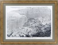 Севастопольская бухта с высоты птичьего полёта. 1856г. Рельефная карта - антикварная гравюра