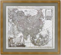 Азия. 1744г. Хасе/Бём.  Старинная редкая гравированная карта.  Антикварный ВИП подарок