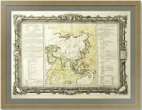 Азия. 1767г. Старинная редкая карта в декоративной барочной рамке.