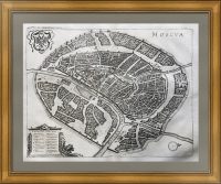Москва с высоты птичьего полета. Мериан. 1638г. Старинный гравированный план города