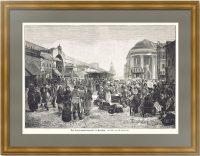 На толкучем рынке в Москве. 1888г. Маковский. Старинная оригинальная гравюра