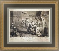 Химик (алхимик). 1760г. Тенирс/Гуттенберг. Старинная гравюра - антикварный подарок