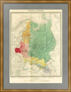 Историческая карта роста России в Европе. 1855г. Оригинальный антикварный подарок в кабинет