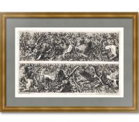 Барочные орнаменты (фризы) 2. Разъяренные львы. Лепотр. 1660г. Старинная гравюра. Редкость.