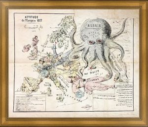 Европа во время турецкой войны. 1877г. Уникальная политическая пропагандистская карта