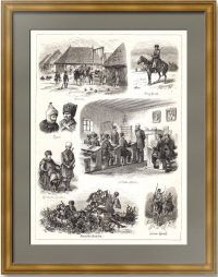 Иллюстрации казачьей жизни. 1877г. Шёнберг. Антикварная гравюра