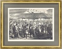 Сенной рынок в Петербурге. 1877г. Бролинг. Старинная гравюра. Антикварный подарок
