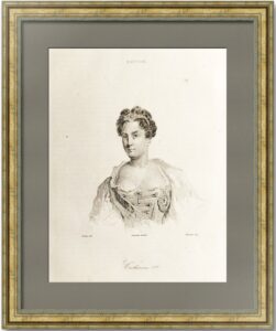 Екатерина I. Императрица. 1838г. Натье/Верне. Старинная гравюра.