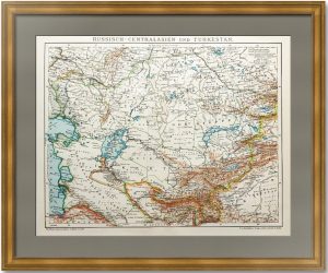 Средняя Азия и Туркестан. 1905г. Старинная карта - антикварный подарок