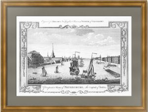 Санкт-Петербург. Панорамный вид Невы. 1782г. Старинная гравюра - музейный экземпляр