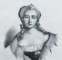 Елизавета Петровна Романова. 1838г. ван Лоо/Верне. Старинная гравюра.