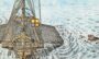 Корабль галера (галея) и морские чудища. 1629г. Старинная редкая гравюра