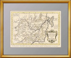 Бассейн реки Амур. Старинная гравированная карта. 1749г. Беллин