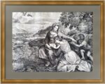 Мадонна Альдобрандини. 1640г. Тициан/Одран. Старинная гравюра