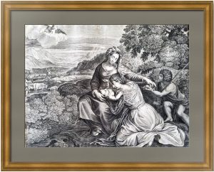 Мадонна Альдобрандини. 1640г. Тициан/Одран. Старинная гравюра
