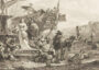 Берхем/Алиаме. Старый порт Генуи. 1766г. Антикварная гравюра