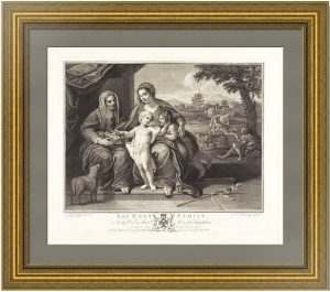 Святое семейство. 1778г. Берреттони/Шервейн. Старинная гравюра