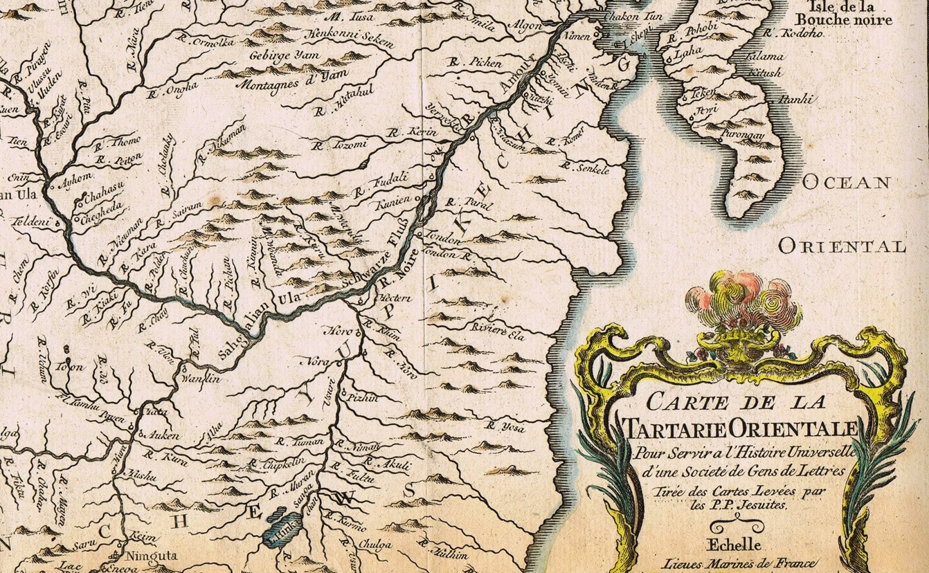 Бассейн реки Амур. Восточная Тартария. 1749г. Старинная карта. Беллин