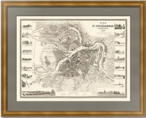 Санкт-Петербург. Старинный план города. 1844г. Антикварный подарок