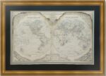 Мир. Карта в глобулярной проекции. 1879г. Диаграммы рек и гор